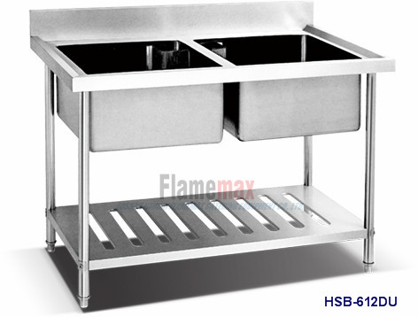 HSB-612DU Double sink table with perforated shelf