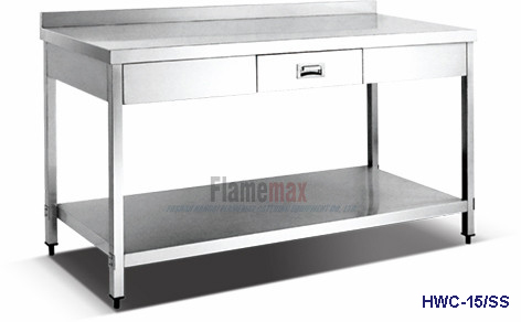 HWB-12/SS 2-deck drawer working table with splashback(square tube)