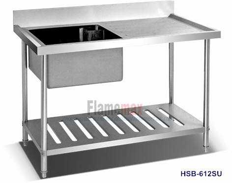 HSB-612SU Single sink table with perforated shelf