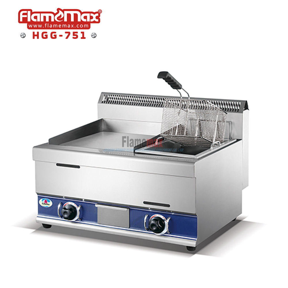 HGG-751 gas griddle with gas fryer